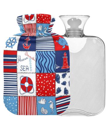 Naanle Ocean Sea Horse Anker Heat bottle Mit Transparent Warm Water Flap 1l Heading Office For Bed Hand Foot Warmer Pain Relief Heat and Cold Therapy