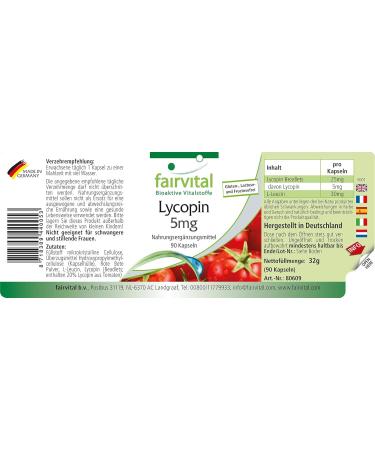 Fairvital | Lycopene 5mg - box of 3 months - VEGAN - Highly dosed - 90 capsules - from tomato extract - Buy Online on GoSupps.com
