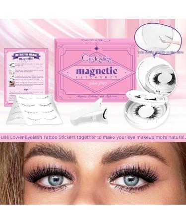 Magnetic Eyelashes - Natural Reusable Kit with Applicator | Easy Wear & No Glue Needed (Style A - Buy Online on GoSupps.com
