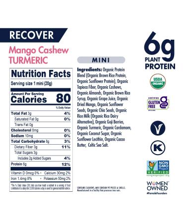SHANTI BALANCE Mini Bars - Mango Cashew Turmeric | Organic, Gluten-Free Superfood | Immunity Boosting, 6g Plant Protein | RECOVER | 80 Calories | 24 Count - Buy Online on GoSupps.com
