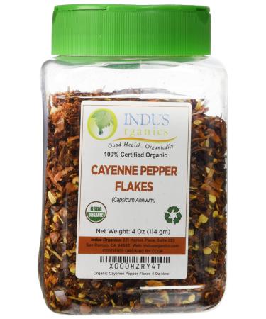 Indus Organics Cayenne Pepper Flakes (40,000 SHU), 4 Oz Jar, Premium Grade, High Purity, Freshly Packed - Buy Online on GoSupps.com