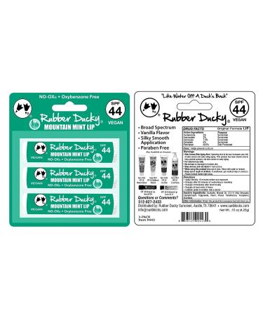 3-Pack Rubber Ducky Lip Sunscreen SPF 44 Mountain Mint Blister Card - Moisturizing Vitamin E, All-Season Protection, Waterproof 80 Minutes - Clear on All Skin Tones - Buy Online on GoSupps.com