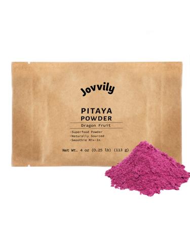 Jovvily Pitaya Powder 4 oz. Dragon Fruit Superfood - Smoothies - Drinks 1 Count (Pack of 1)