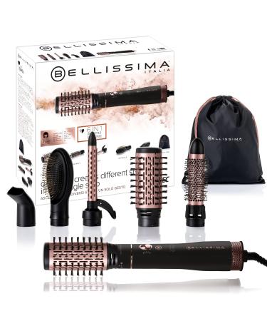 Bellissima 6 in 1 Interchangeable Hot Air Brush Dryer and Volumizer (6 Interchangeable Accessories Ion Technology Ceramic and Keratin Coated Brushes 2 Air flow/temperature combinations) 1000W UK Plug 6 in 1 Hot Air Brush