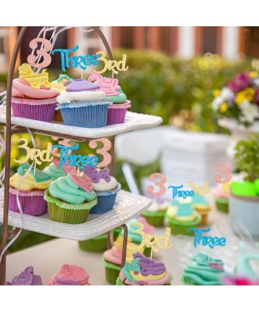 24Pcs 3rd Birthday Cupcake Toppers Glitter Third Birthday Three Cupcake Picks for Baby Shower 3rd Birthday Anniversary Party Cake Decorations Supplies Blue Gold Rose Gold - Buy Online on GoSupps.com