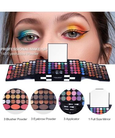 UCANBE 142 Colors Eyeshadow Palette with Face Blushes and Eyebrow Powder - Makeup Set with Mirror for Women, Nude & Colorful Eye Shadow Kit, Perfect Gift - Buy Online on GoSupps.com