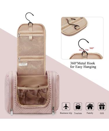 BAGSMART Travel Toiletry Organizer with Hanging Hook - Water-resistant Cosmetic Makeup Bag for Shampoo & Toiletries in Pink - Buy Online on GoSupps.com