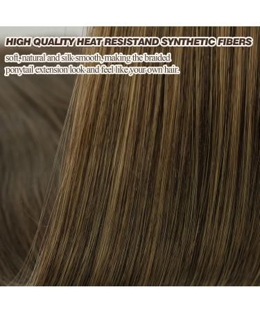 Buy BARSDAR 66cm Braided Ponytail Extension - Natural Soft Rubber Wrap Dark Brown Strawberry Blonde Mix - Synthetic Hair for Women (Pack of 1) - Buy Online on GoSupps.com