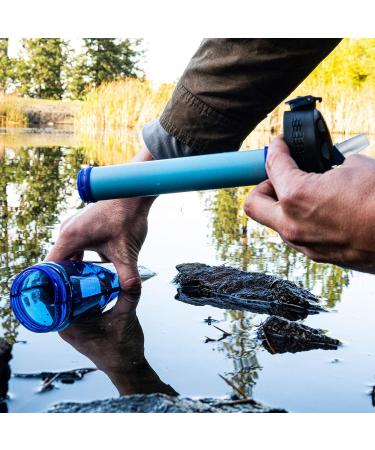 Membrane Solutions 0.1-Micron 4-Stage Filtered Water Bottle - BPA-Free Purifier for Camping, Hiking, Travel - Blue - Buy Online on GoSupps.com