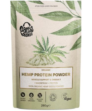 Earths Basket Organic Hemp Protein Powder Natural Unflavoured Vegan Gluten Free Plant Based High Fibre Rich in Omega 3 & Dairy Free.