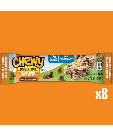 Quaker Peanut Butter Chocolate Chip Chewy Granola Bars Reduced Sugar 24g-Bars 8 Bars per Pack (Pack of 6) - Buy Online on GoSupps.com