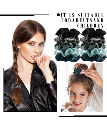 10-Piece Satin Scrunchies Hair Ties - Retro Colors | Elastic Hair Bobbles for Women, Girls, Kids & Adults - Buy Online on GoSupps.com