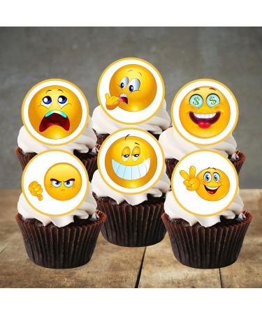 PRECUT Emoji Cupcake Toppers #1 Emoji Cake Topper Edible Emoji Cake Decorations Smiley Face Party Decoration Pack Smile Cake Decoration Emoji Cake Toppers (12) - Buy Online on GoSupps.com