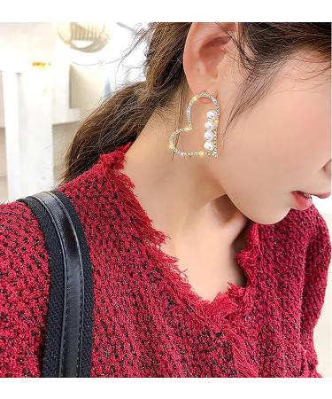MUAYOUAUM Heart Pearl Earrings A2143 for Women and Girls - Elegant and Stylish Accessory - Buy Online on GoSupps.com