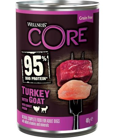 Wellness Core 95% Turkey & Goat Wet Dog Food - Grain Free High Meat Content 6 x 400g Pack - Buy Online on GoSupps.com