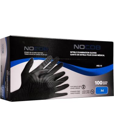 NOCOB Black Nitrile Disposable Gloves - 100 Medium - Buy Online on GoSupps.com
