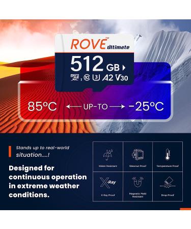 ROVE 512GB Ultimate Micro SD Card with USB 3.2 Type C Reader - 170MB/s, C10, U3, V30, 4K, A2 for Dash Cam, Android, Tablets, Games - Buy Online on GoSupps.com