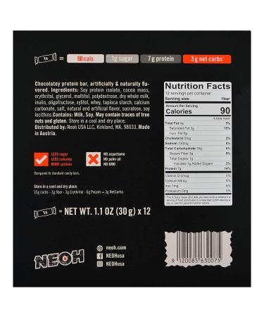 NEOH Low Carb Protein Candy Bar - Chocolate Crunch 12-Pack | Low Calorie, Low Sugar, Gluten-Free Sport Nutrition Bars - 12 Count - Buy Online on GoSupps.com
