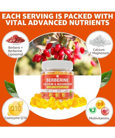 Berberine Supplement Gummies Sugar Free Extra Absorption with Liposomal Berberine & Berberine HCI Calcium Magnesium AMPK Activitor for Sugar & Level Immune Energy Metabolism -Pack of 2 60 Count (Pack of 2) - Buy Online on GoSupps.com