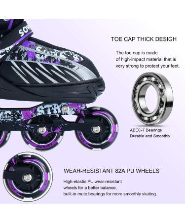 Sowume Adjustable Inline Skates | Light Up Wheels | Purple | Kids & Adults - Buy Online on GoSupps.com