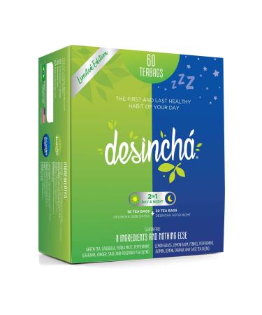 Desincha Tea Mix - Day & Night Time Tea I May Increase Energy, Supports Mental Focus & Metabolic Health I Helps Improve Digestion & May Reduce Bloating I 8 Natural Ingredients I 60 Day Supply
