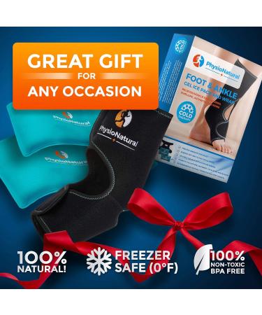 PhysioNatural Foot & Ankle Ice Wrap with 2 Cold Gel Packs for Pain Relief - Ideal for Sprained Ankle, Achilles Tendon Injuries, Plantar Fasciitis, Bursitis & Sore Feet (XS-XL) - Buy Online on GoSupps.com