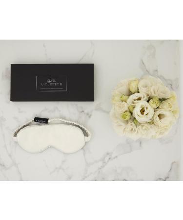 Violette8 Luxury Silk Sleep Mask for Women - 100% Pure Mulberry Silk Eye Mask, White 25 Momme, Lined in Black Silk - Buy Online on GoSupps.com