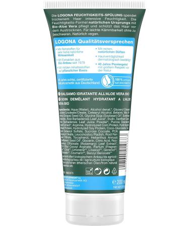 Logona Natural Cosmetics Moisture Rinse Bio-Aloe Vera | Vegan Conditioner for Dry Hair | Intense Moisture & Improved Combability | 200ml - Buy Online on GoSupps.com