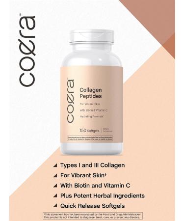 Horb ach Collagen Peptide Pills | 150 Softgel Capsules | for Vibrant Skin | Biotin & Vitamin C | Grass Fed Non-GMO Gluten Free Supplement | Coera - Buy Online on GoSupps.com