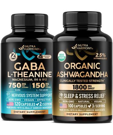 NUTRAHARMONY GABA L-Theanine & Organic Ashwagandha Capsules