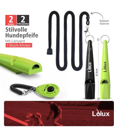 LIOLUX Professional Dog Whistles - 2 Pack with Clicker & Lanyard | Loud & Clear Training Tool for Dogs - R tter Refraction DG Gr n/Schwarz - Buy Online on GoSupps.com
