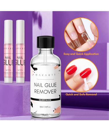 Makartt Nail Glue Remover Kit - 30ml Acetone-Free Remover & 5 Adhesive Tips for Artificial Nails - Buy Online on GoSupps.com
