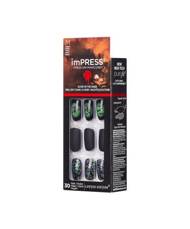 Buy KISS imPRESS Limited Edition Halloween Press-On Nails - Glow-In-The-Dark Witchful Thinking with Prep Pad Mini File & Cuticle Stick - Perfect for Spooky Season - Buy Online on GoSupps.com