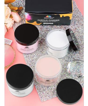 480g Acrylic Powder Set of 4 EBANKU Acrylic Powder Large Capacity Professional Acrylic Nail Powder for Nail Acrylic Extension Nail Carving Long-Lasting No Nail Lamp Needed - Buy Online on GoSupps.com