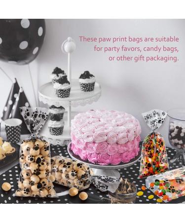 100 Pieces Pet Paw Print Cellophane Bags with Twist Ties - Ideal for Dog & Cat Treats - Heat Sealable - Pet Party Favor Bags - Black - Buy Online on GoSupps.com