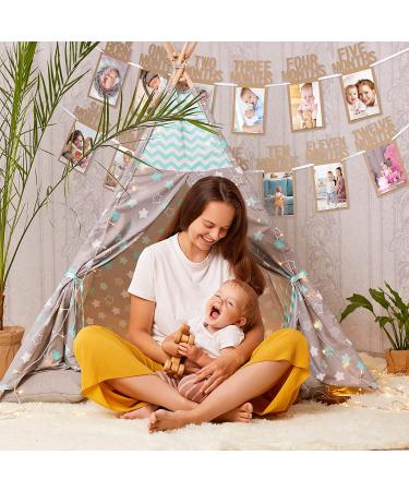 Whaline 1st Birthday Baby Photo Banner - Monthly Milestone Bunting Garland for Newborn to 12 Months - First Birthday Decoration (Kraft) - Buy Online on GoSupps.com