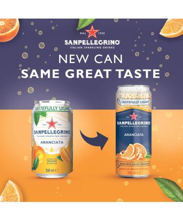 San Pellegrino Italian Tastefully Light Sparkling Orange Canned Soft Drink 12 x 330ml | 64k Cals per Can & San Pellegrino Sparkling Natural Mineral Water 6x1L - Buy Online on GoSupps.com