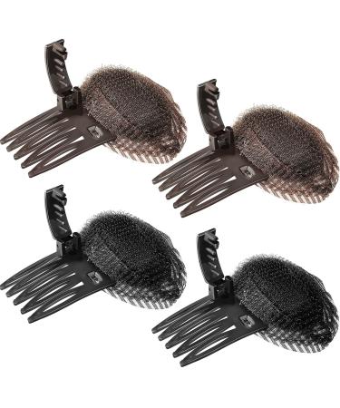 4 Pieces Puff Hair Head Cushion Invisible Fluffy Hair Pad Sponge Clip Front Hair Base Comb Bun Bump Up Volume Hair Base Invisible Fluffy Styling Insert Increase Hair Pad for Women Girls (Brown, Black) - Buy Online on GoSupps.com