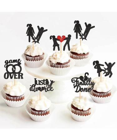 Ercadio 24 Pack Divorce Cupcake Toppers Black Glitter Finally Done Just Divorced Cupcake Picks Divorce Cupcake Picks for Break Up Theme Bachelor Freedom Party Cake Decoration Supplies - Buy Online on GoSupps.com