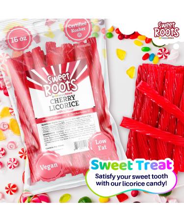Sweet Roots Cherry Licorice Twists - Jumbo 16 oz Bag | Vegan Fat Free Made with Real Fruit Juice Certified Kosher - Buy Online on GoSupps.com