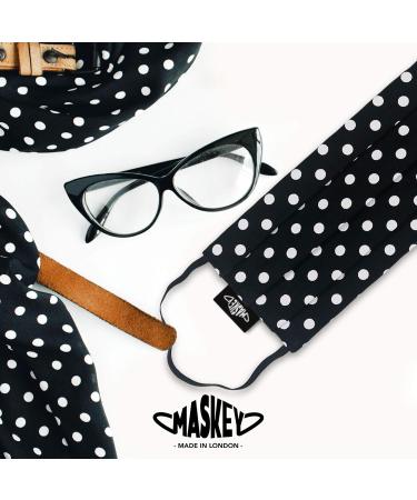 MASKEY White Dots on Black Washable Face Mask | 3-Layer Cotton | Stylish & Reusable | Made in London UK - Buy Online on GoSupps.com