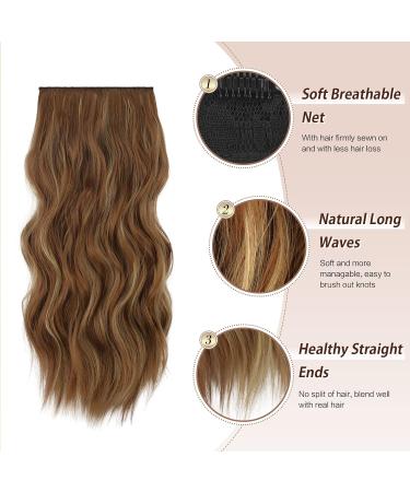 Feshfen 50cm Clip In Hair Extensions - 4PCs Synthetic Wavy Red-Brown & Ash Blonde - 180g Women's Hair Extensions - Buy Online on GoSupps.com