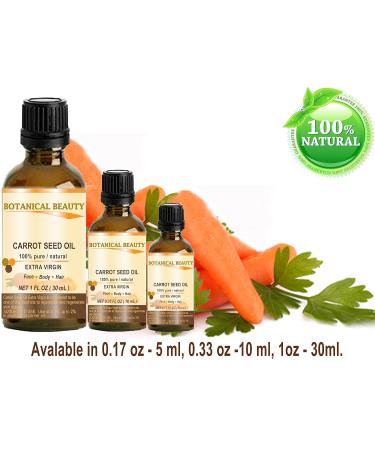 100% Pure Carrot Seed Oil - Extra Virgin & Cold Pressed - Natural Carrier Oil for Face Skin Body Hair & Nails - Botanical Beauty 10ml - Buy Online on GoSupps.com