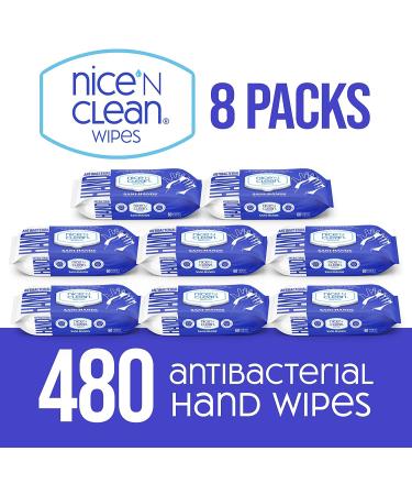 Nice 'N Clean Sensitive Skin Wet Hand Wipes with Aloe - Blue - 60ct x 8 Packs - Buy Online on GoSupps.com