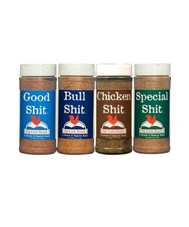 Big Cock Ranch Gourmet Seasoning Bundle All-Purpose Special Shit 13oz, Bull Shit for Steak 12oz, Good Shit Sweet N' Salty 11oz and Chicken Shit 12oz Gluten-Free and No MSG - Buy Online on GoSupps.com