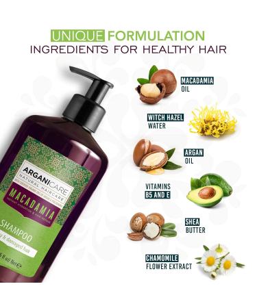 Arganicare Natural Macadamia Shampoo for Dry Damaged Hair | Hair Repair Treatment with Argan Oil & Shea Moisture | 13.5 fl oz - Hydrating & Nourishing Formula - Buy Online on GoSupps.com