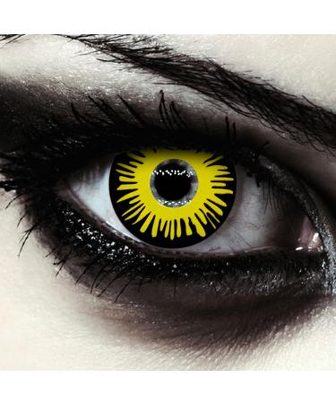Design lens colored daily lenses contact lenses yellow and black without prescription for Halloween costume as a PennyWise Jeffrey Dahmer Horrorclown - 2 pieces (1 pair) yellow eye lenses
