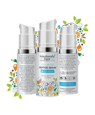 Intentionally Bare Collagen Serum with MCT Oil - Anti-Aging Peptide Formula for Fine Lines - Hydrating Hyaluronic Acid - 1oz - Ideal for All Skin Types - Buy Online on GoSupps.com