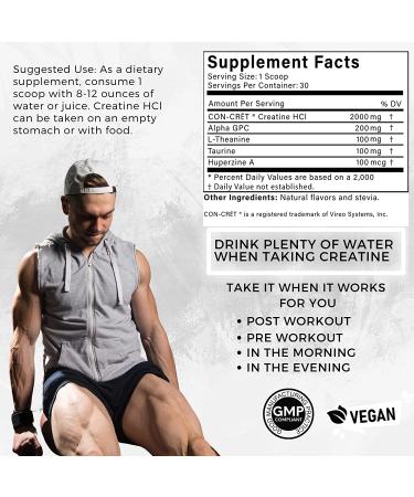 Clinical Dosage Creatine HCL Powder - Ice Punch Flavor (30 Servings) for Muscle Gain & Recovery - Buy Online on GoSupps.com