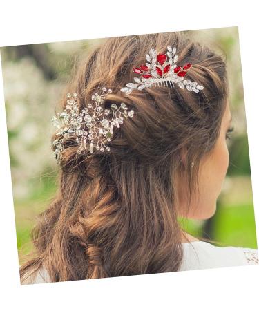 Angoily Bridal Hair Comb Tiara Bride Insert Comb Hair Accessories for Women Wedding Hair Combs for Women Pearl Rhinestone Hair Comb Rhinestones Decorate Women's Modeling Red - Buy Online on GoSupps.com